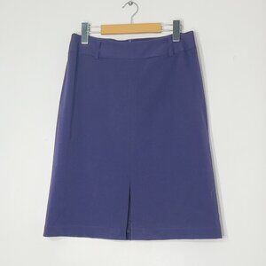 Vintage Women's Purple Back Zipper Front Slit Casual A-Line Business Skirt 8